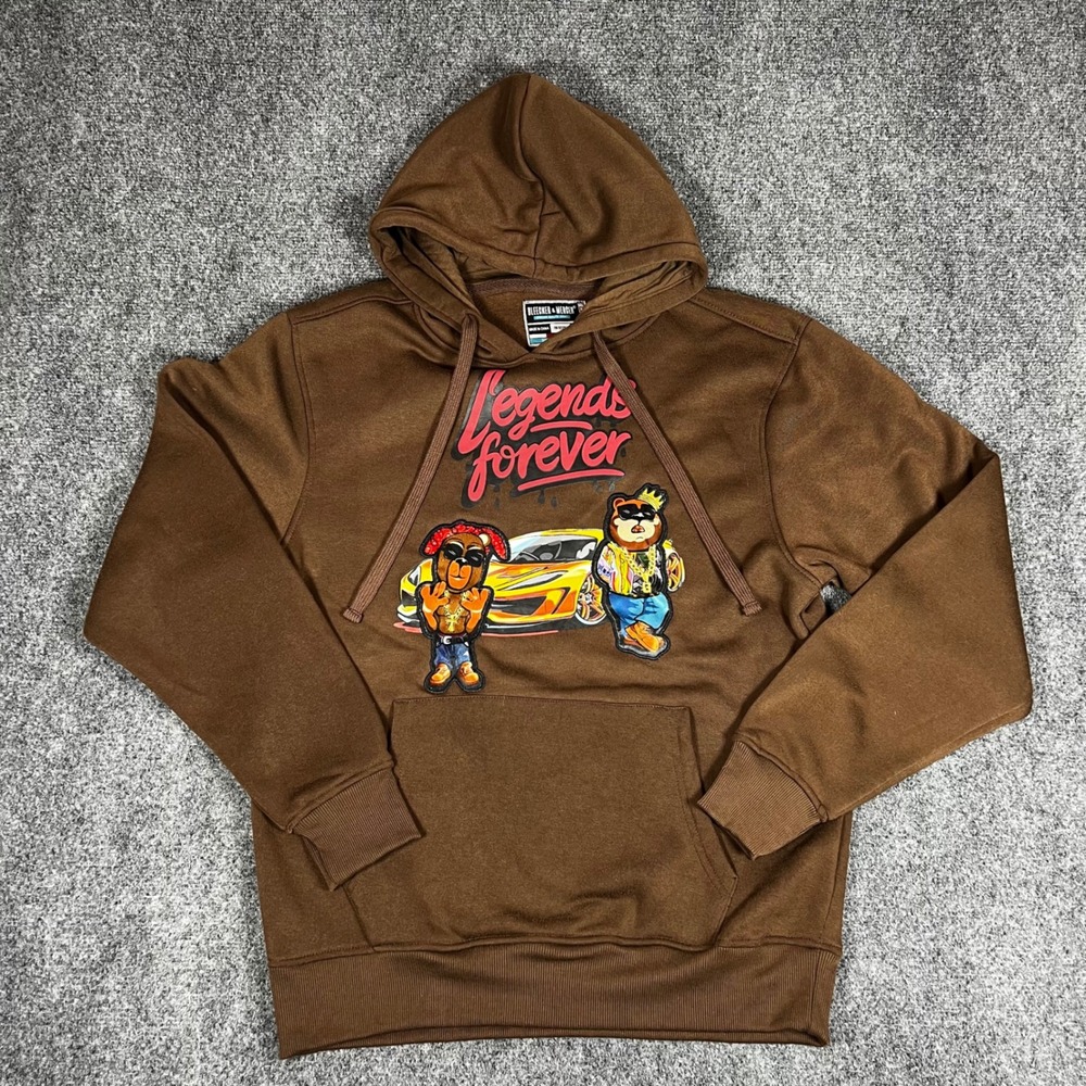 Bleecker & Mercer Mens Legends Forever Bear Graphic Hoodie Brown Size Medium